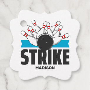 Aangepaste naam & tekst Bowling Strike Bedankjes Labels