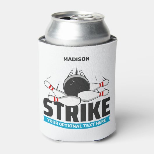 Aangepaste naam & tekst Bowling Strike Blikjeskoeler (Blikje Voorkant)