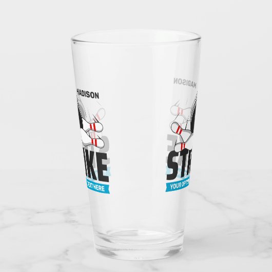 Aangepaste naam & tekst Bowling Strike Glas (Links)
