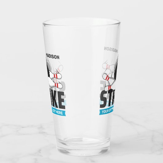 Aangepaste naam & tekst Bowling Strike Glas (Rechts)