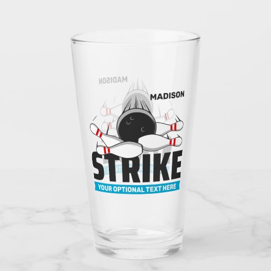 Aangepaste naam & tekst Bowling Strike Glas (Voorkant)