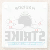 Aangepaste naam & tekst Bowling Strike Glazen Onderzetter (Achterkant)