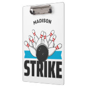 Aangepaste naam & tekst Bowling Strike Klembord (Links)