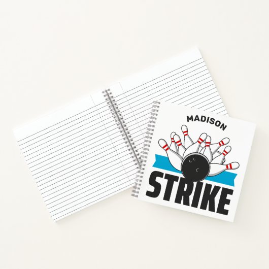 Aangepaste naam & tekst Bowling Strike Notitieboek (Binnen)