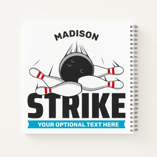 Aangepaste naam & tekst Bowling Strike Notitieboek (Achterkant)