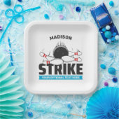 Aangepaste naam & tekst Bowling Strike Papieren Bordje (Feest)
