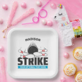 Aangepaste naam & tekst Bowling Strike Papieren Bordje (Feest)