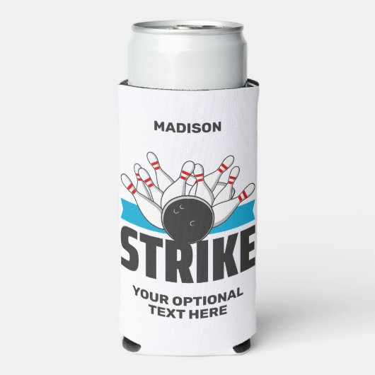 Aangepaste naam & tekst Bowling Strike Seltzer Blikjeskoeler (Seltzer Voorkant)