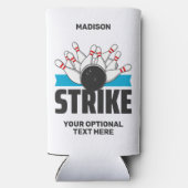 Aangepaste naam & tekst Bowling Strike Seltzer Blikjeskoeler (Achterkant)