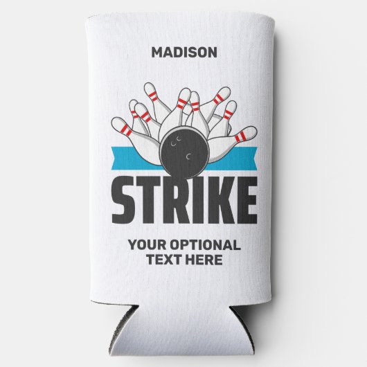 Aangepaste naam & tekst Bowling Strike Seltzer Blikjeskoeler (Voorkant)