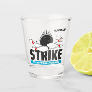 Aangepaste naam & tekst Bowling Strike Shot Glas