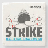 Aangepaste naam & tekst Bowling Strike Stenen Onderzetter (Voorkant)