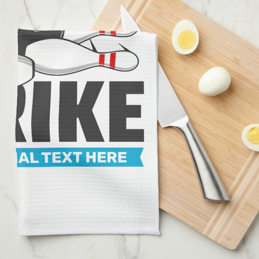 Aangepaste naam & tekst Bowling Strike Theedoek (Quarter Fold)