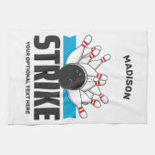 Aangepaste naam & tekst Bowling Strike Theedoek (Horizontaal)