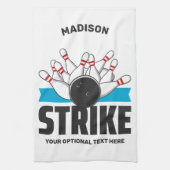 Aangepaste naam & tekst Bowling Strike Theedoek (Verticaal)