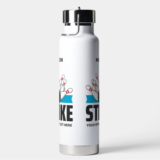 Aangepaste naam & tekst Bowling Strike Waterfles (Rechts)