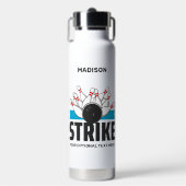 Aangepaste naam & tekst Bowling Strike Waterfles (Voorkant)