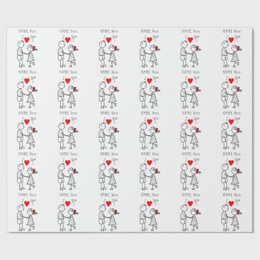 Aangepaste naam Tekst cadeaupapier met overvulling (Vlak)