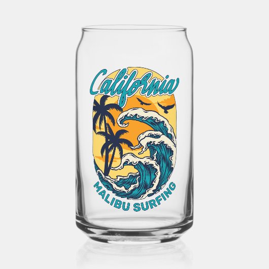 Aangepaste naam / tekst California Surfen Blikvorm Glas (Voorkant)