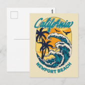 Aangepaste naam / tekst California Surfen Briefkaart (Voorkant / Achterkant)