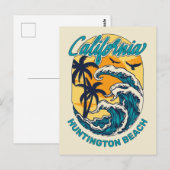 Aangepaste naam / tekst California Surfen Briefkaart (Voorkant / Achterkant)