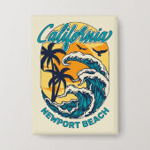 Aangepaste naam / tekst California Surfen Button (Voorkant)