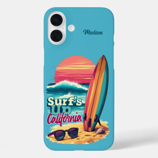 Aangepaste naam / tekst California Surfen Case-Mate iPhone Case (Achterkant)