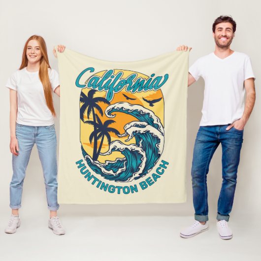 Aangepaste naam / tekst California Surfen Fleece Deken (In situ)