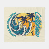 Aangepaste naam / tekst California Surfen Fleece Deken (Voorkant (Horizontaal))