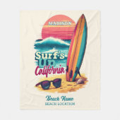 Aangepaste naam / tekst California Surfen Fleece Deken (Voorkant)