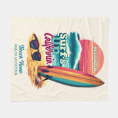 Aangepaste naam / tekst California Surfen Fleece Deken (Voorkant (Horizontaal))