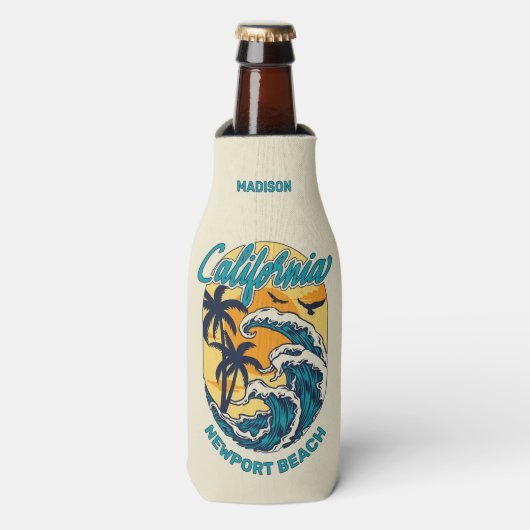Aangepaste naam / tekst California Surfen Flesjeskoeler (Fles Voorkant)