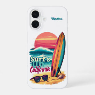 Aangepaste naam / tekst California Surfen iPhone 16 Hoesje