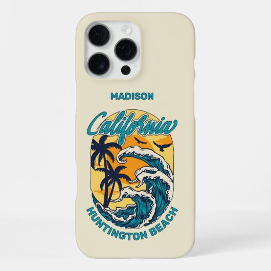 Aangepaste naam / tekst California surfen iPhone Hoesje (Achterkant)