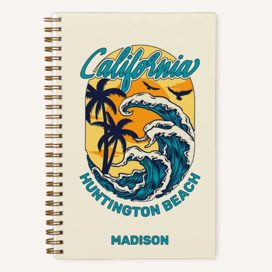 Aangepaste naam / tekst California Surfen Notitieboek (Voorkant)