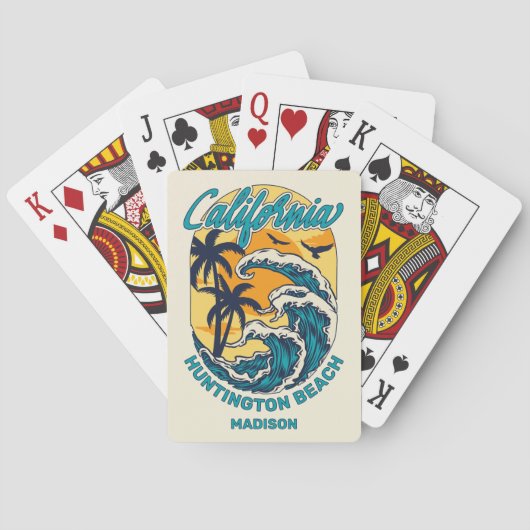 Aangepaste naam / tekst California surfen Pokerkaarten (Achterkant)