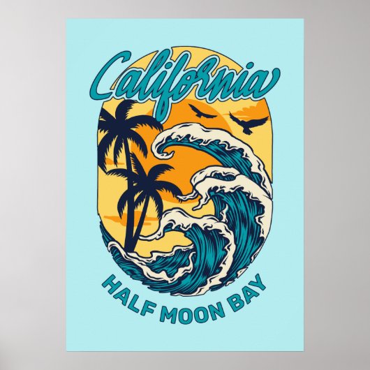 Aangepaste naam / tekst California Surfen Poster (Voorkant)