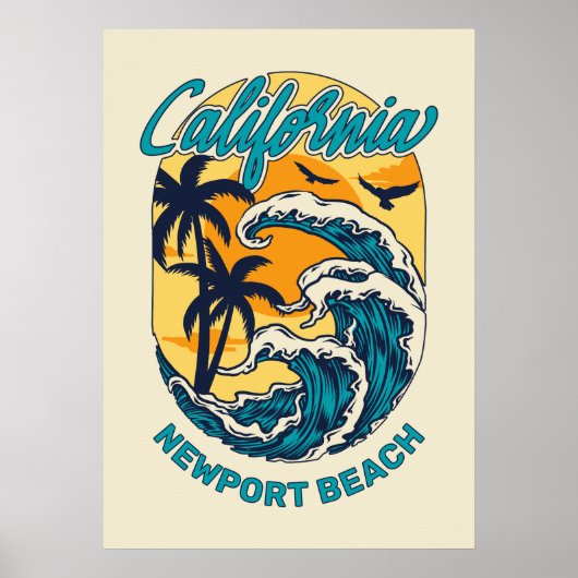 Aangepaste naam / tekst California Surfen Poster (Voorkant)