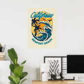 Aangepaste naam / tekst California Surfen Poster (Thuiskantoor)