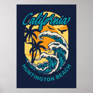 Aangepaste naam / tekst California Surfen Poster
