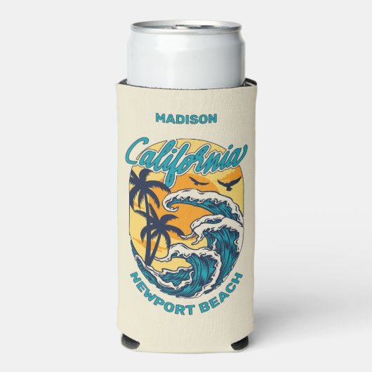 Aangepaste naam / tekst California Surfen Seltzer Blikjeskoeler (Seltzer Voorkant)