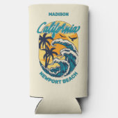 Aangepaste naam / tekst California Surfen Seltzer Blikjeskoeler (Achterkant)