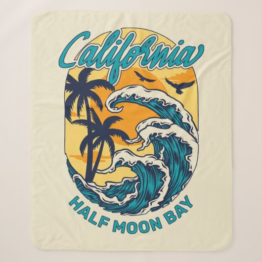 Aangepaste naam / tekst California Surfen Sherpa Deken (Voorkant)