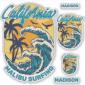 Aangepaste naam / tekst California Surfen Sticker (Voorkant)