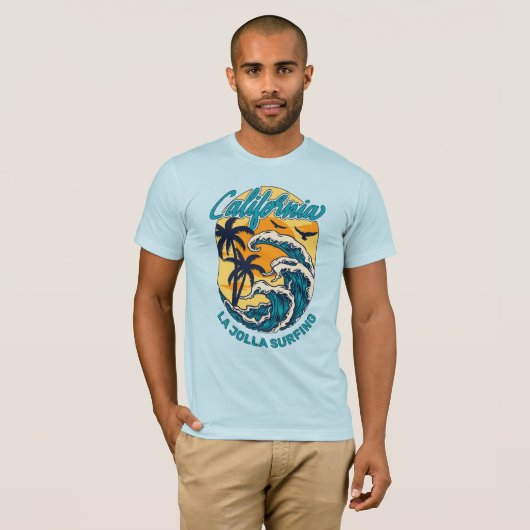 Aangepaste naam / tekst California Surfen T-shirt (Voorkant volledig)
