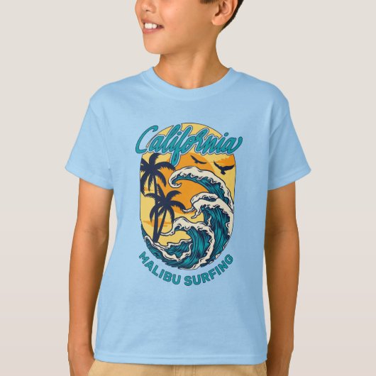 Aangepaste naam / tekst California Surfen T-shirt (Voorkant)