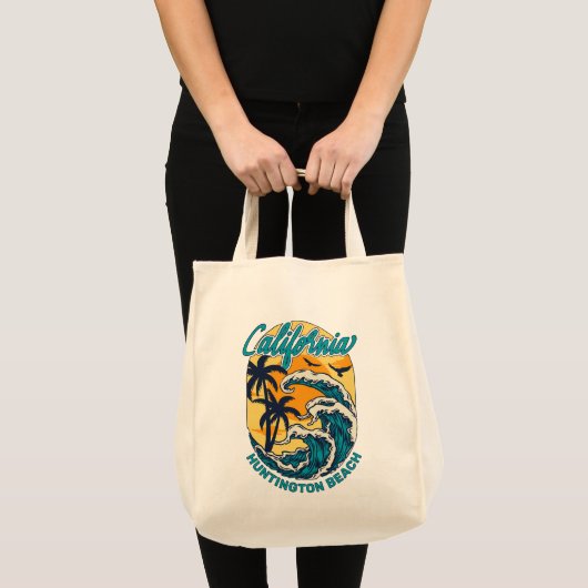 Aangepaste naam / tekst California Surfen Tote Bag (Voorkant (product))