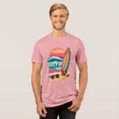 Aangepaste naam / tekst California surfen Tri-Blend Shirt (Voorkant volledig)