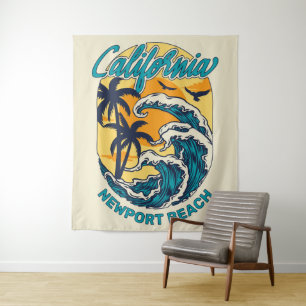 Aangepaste naam / tekst California Surfen Wandkleed