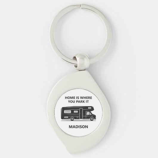 Aangepaste naam & tekst camper sleutelhanger (Voorkant)